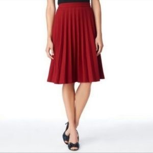 Flawless Kate Spade Sonny Accordian Pleated A-Line Midi Skirt Russet Dark Red